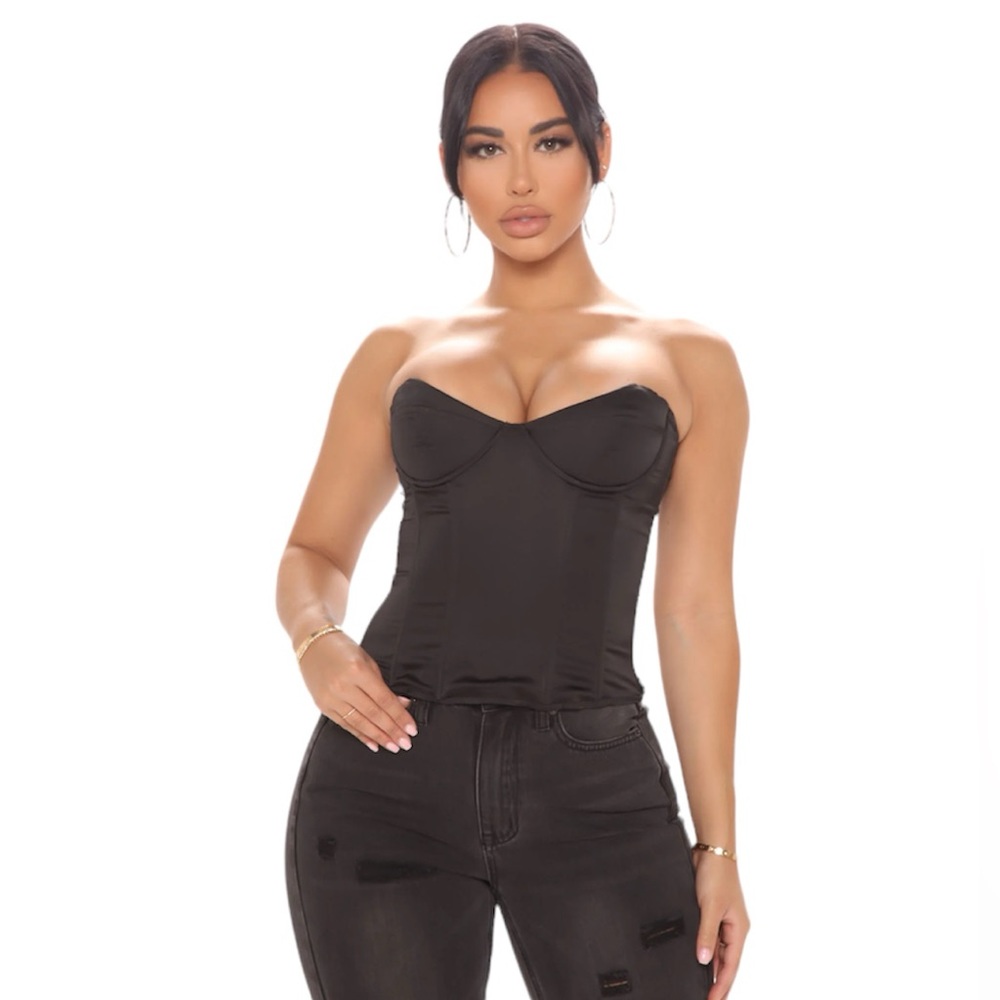 Black satin corset
